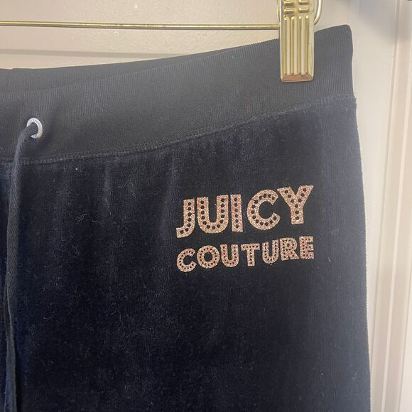 Juicy Couture Women's Y2K Black High-Waist Velour Velvet Jogger Pants Size S - Picture 4 of 11